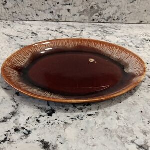 Vintage BROWN drip Pottery Platter